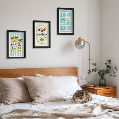 Tavelvägg med 3 tavlor Illustrationer i medelhavsstil i kök