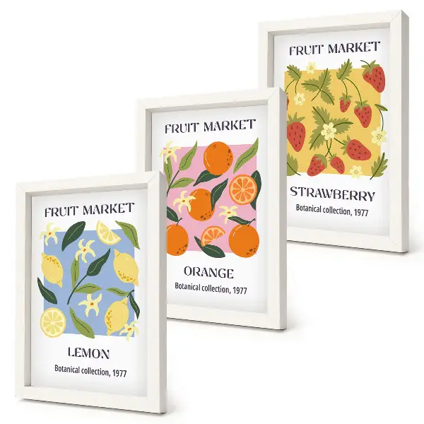 Posterpaket fruktmotiv med citroner, apelsiner och jordgubbar