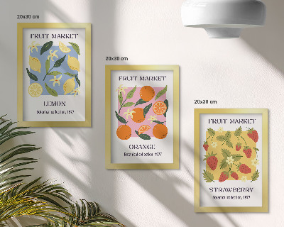 Posterpaket Fruktposters med citroner, apelsiner och jordgubbar