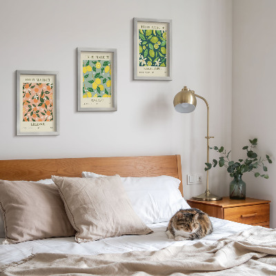 Posterpaket Fruktiga mönster med citrusfrukter och vintageblommor