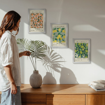 Posterpaket Fruktiga mönster med citrusfrukter och vintageblommor