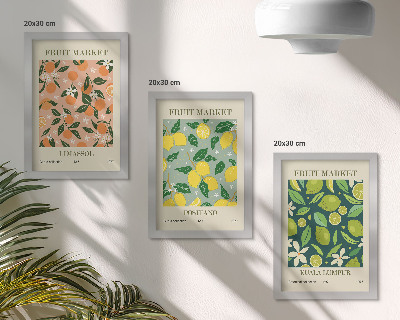 Posterpaket Fruktiga mönster med citrusfrukter och vintageblommor