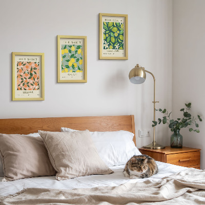 Posterpaket Fruktiga mönster med citrusfrukter och vintageblommor