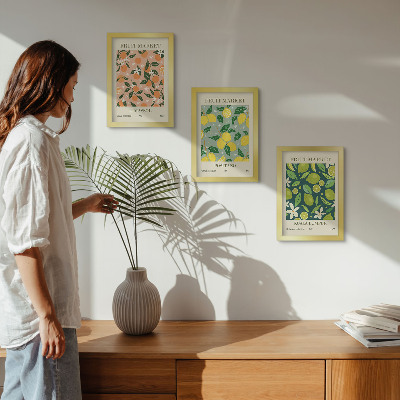 Posterpaket Fruktiga mönster med citrusfrukter och vintageblommor