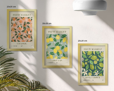 Posterpaket Fruktiga mönster med citrusfrukter och vintageblommor