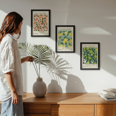 Posterpaket Fruktiga mönster med citrusfrukter och vintageblommor