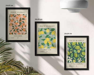 Posterpaket Fruktiga mönster med citrusfrukter och vintageblommor