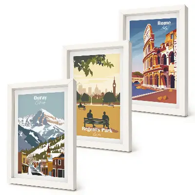 Posterpaket med motiv från Ouray Park i Bergen, London, Colosseum och Rom