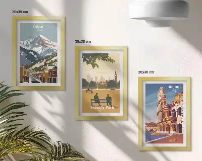 Posterpaket med motiv från Ouray Park i Bergen, London, Colosseum och Rom