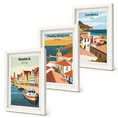 Posterpaket med motiv av europeiska kust- och hamnstäder