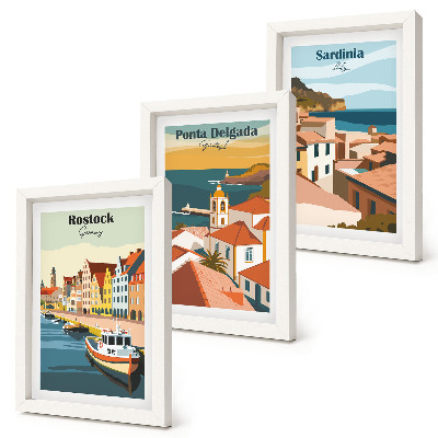 Posterpaket Utsikt över europeiska kust- och hamnstäder