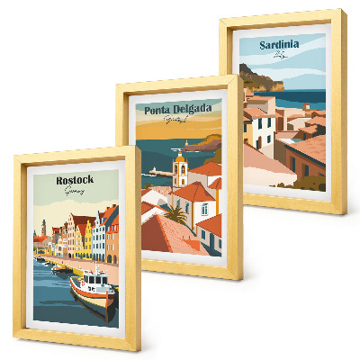 Posterpaket Utsikt över europeiska kust- och hamnstäder
