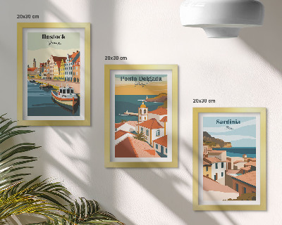 Posterpaket Utsikt över europeiska kust- och hamnstäder