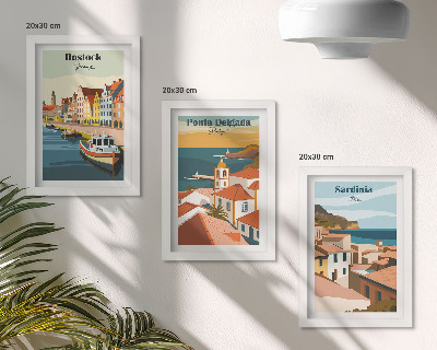 Posterpaket Utsikt över europeiska kust- och hamnstäder
