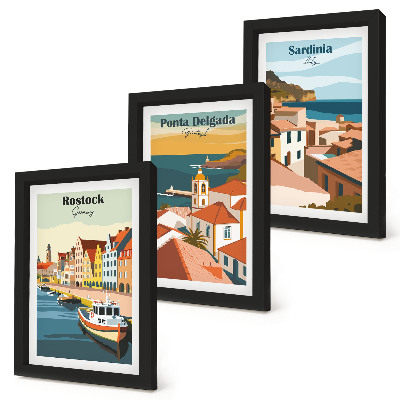 Posterpaket Utsikt över europeiska kust- och hamnstäder