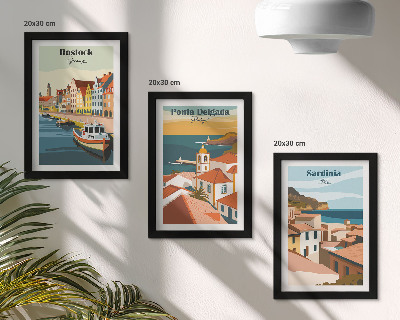 Posterpaket Utsikt över europeiska kust- och hamnstäder