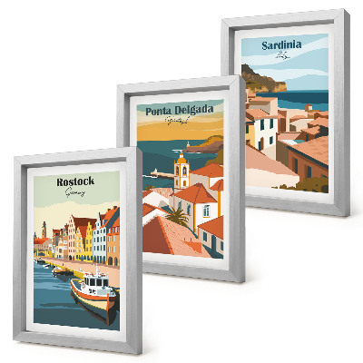 Posterpaket Utsikt över europeiska kust- och hamnstäder
