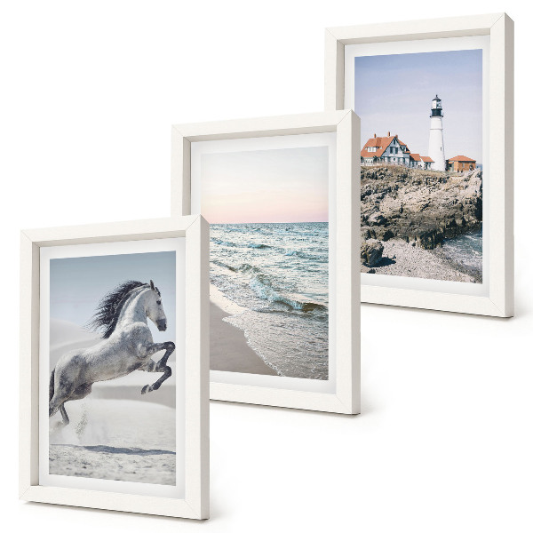 Posterpaket Hästar i rörelse strand och fyr vattenvågor