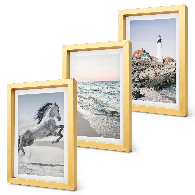 Posterpaket Hästar i rörelse strand och fyr vattenvågor