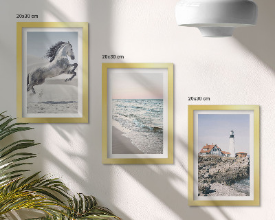 Posterpaket Hästar i rörelse strand och fyr vattenvågor