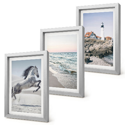 Posterpaket Hästar i rörelse strand och fyr vattenvågor