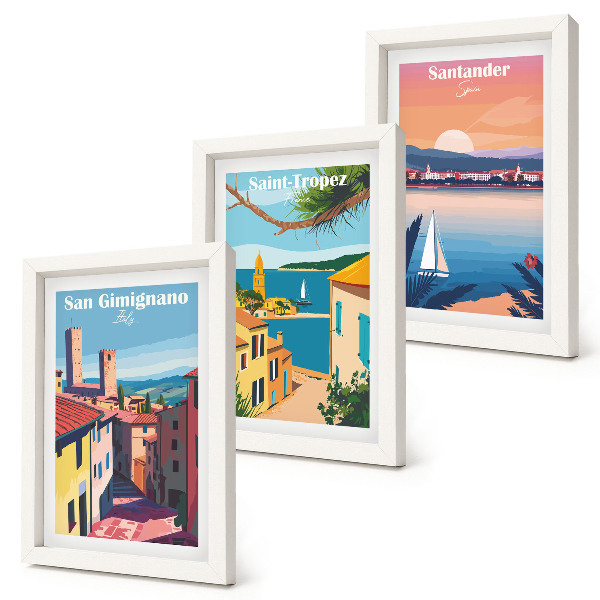 Posterpaket Italienska städer och retro kustlandskap