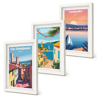 Posterpaket Italienska städer och retro kustlandskap