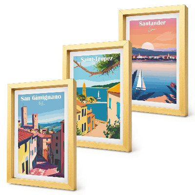 Posterpaket Italienska städer och retro kustlandskap