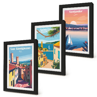 Posterpaket Italienska städer och retro kustlandskap