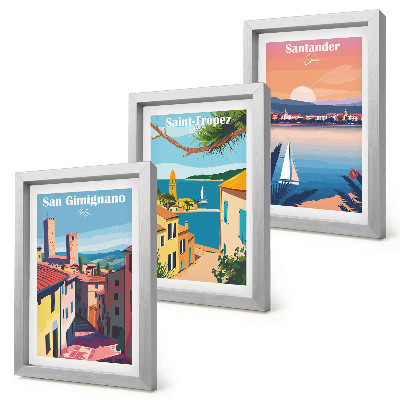 Posterpaket Italienska städer och retro kustlandskap