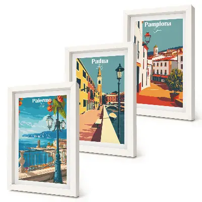 Posterpaket populära städer i illustrativ retrostil