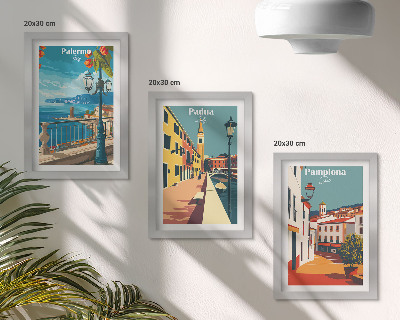 Posterpaket Populära städer i en illustrativ retrostil