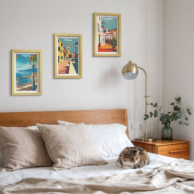 Posterpaket Populära städer i en illustrativ retrostil