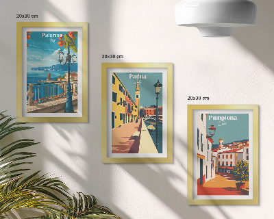 Posterpaket Populära städer i en illustrativ retrostil