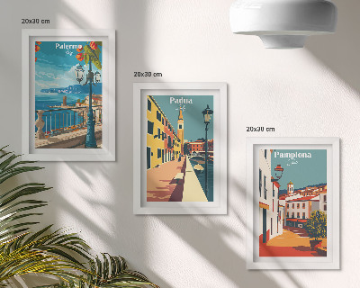 Posterpaket Populära städer i en illustrativ retrostil