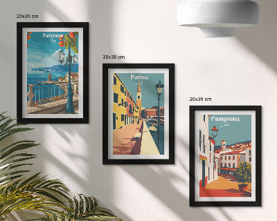 Posterpaket Populära städer i en illustrativ retrostil