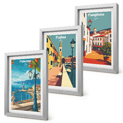 Posterpaket Populära städer i en illustrativ retrostil