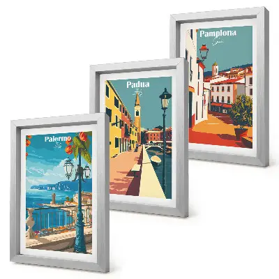 Posterpaket populära städer i illustrativ retrostil
