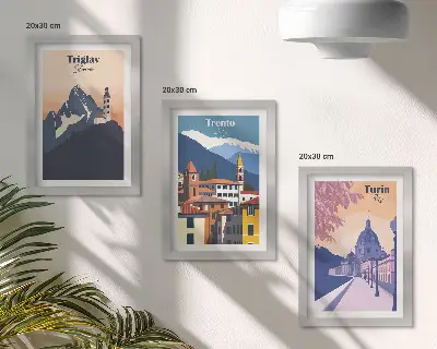 Posterpaket berg och färgglada illustrationer i retrostil
