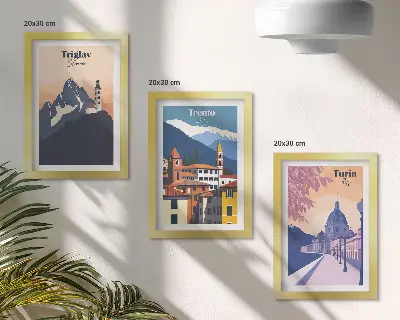 Posterpaket berg och färgglada illustrationer i retrostil