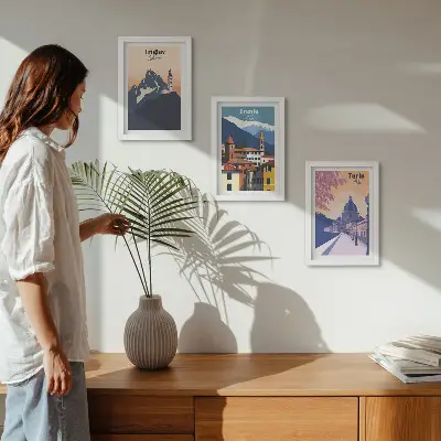 Posterpaket berg och färgglada illustrationer i retrostil
