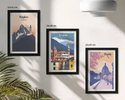 Posterpaket berg och färgglada illustrationer i retrostil