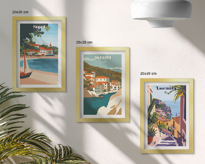 Posterpaket Snygga illustrationer med utsikt över havet och staden