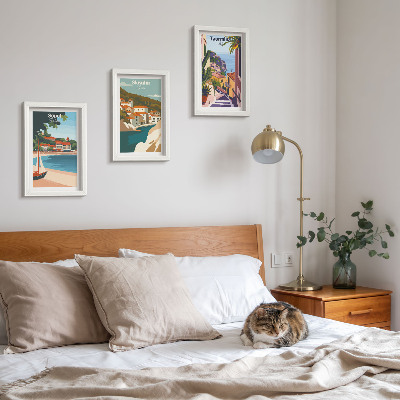 Posterpaket Snygga illustrationer med utsikt över havet och staden