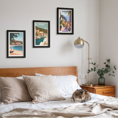 Posterpaket Snygga illustrationer med utsikt över havet och staden