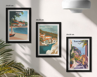 Posterpaket Snygga illustrationer med utsikt över havet och staden