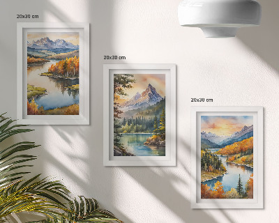 Posterpaket Berglandskap med en flod och färgglada träd