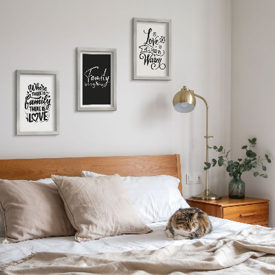Triptyk tavla med ram Familj, kärlek, värme, hem, inspirerande citat