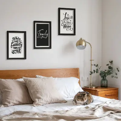 Triptyk med tavlor tavlor med motiv av familj, kärlek, värme och inspirerande citat inkl ram
