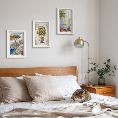 Posterpaket Havsutsikt med citronträd och trädgårdsbord